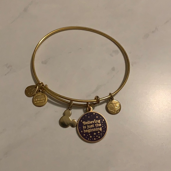 Alex and Ani Gold Bracelet with Purple Charm - Picture 1 of 3